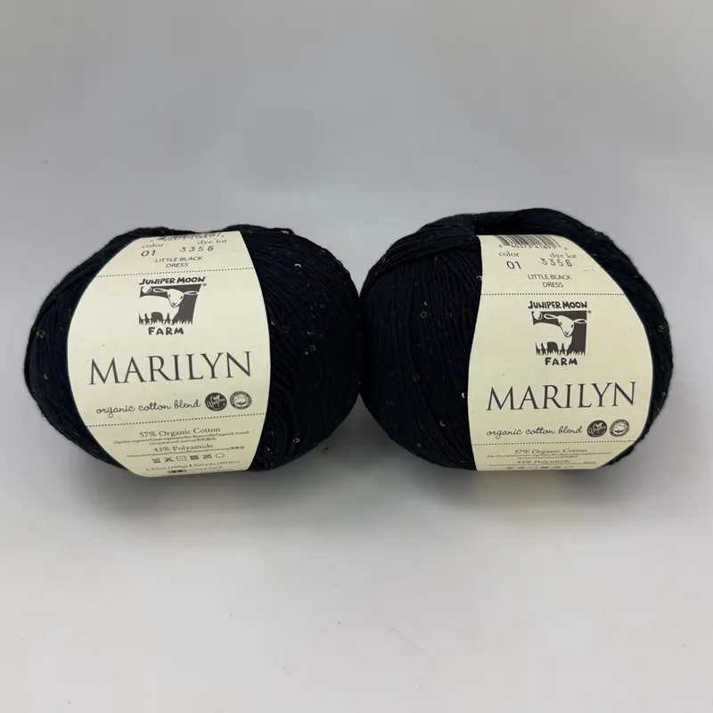 Juniper Moon Farm Marilyn Yarn Lot of 2 Color 01 Little Black Dress Sequins 100g
