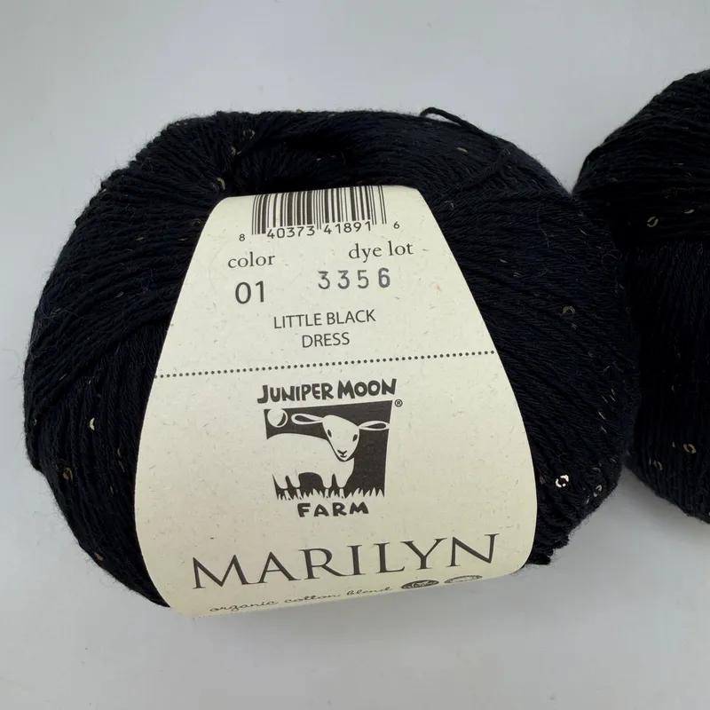 Juniper Moon Farm Marilyn Yarn Lot of 2 Color 01 Little Black Dress Sequins 100g