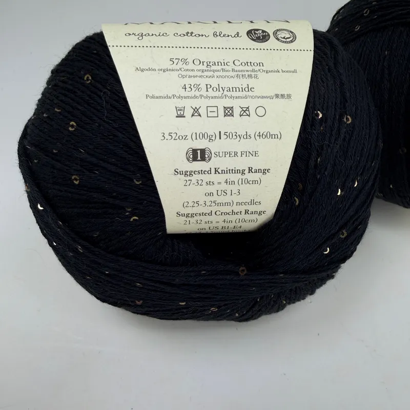 Juniper Moon Farm Marilyn Yarn Lot of 2 Color 01 Little Black Dress Sequins 100g