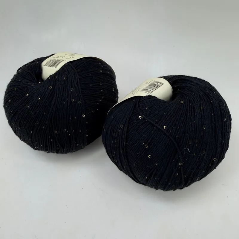 Juniper Moon Farm Marilyn Yarn Lot of 2 Color 01 Little Black Dress Sequins 100g