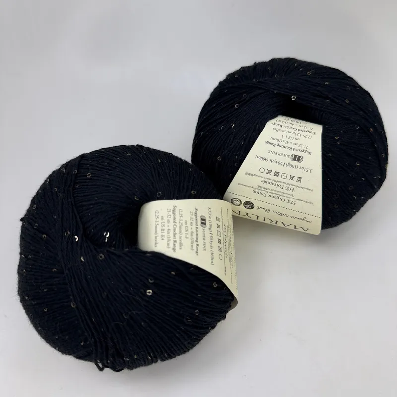 Juniper Moon Farm Marilyn Yarn Lot of 2 Color 01 Little Black Dress Sequins 100g