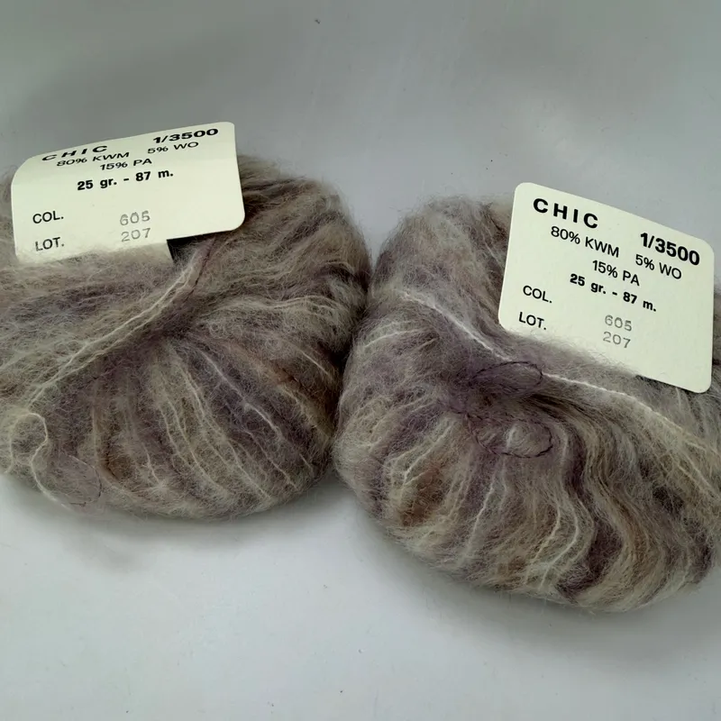 Lot of 2 CHIC 1/3500 Kid White Mohair Wool Blend Yarn 25g 87m Col 605 Lot 207