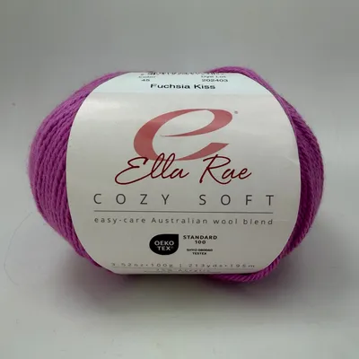 Ella Rae Cozy Soft Yarn Fuchsia Kiss 45 Wool Blend 100g Skein 213 yds