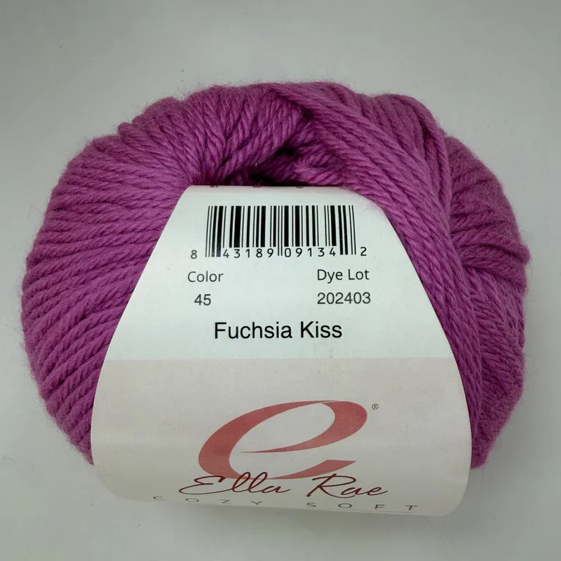 Ella Rae Cozy Soft Yarn Fuchsia Kiss 45 Wool Blend 100g Skein 213 yds