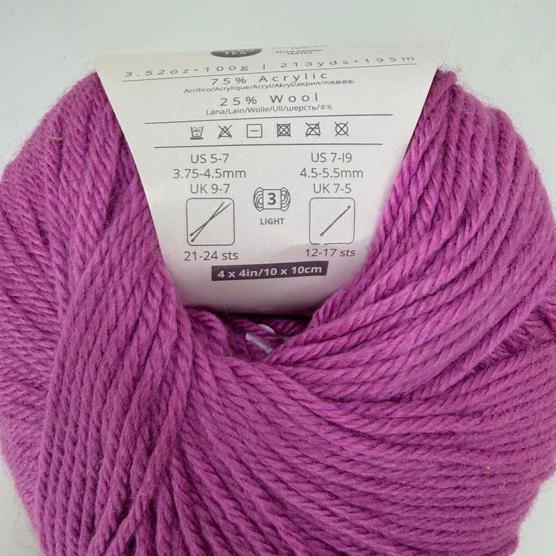 Ella Rae Cozy Soft Yarn Fuchsia Kiss 45 Wool Blend 100g Skein 213 yds