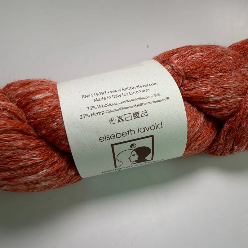 Elsebeth Lavold Misty Wool Yarn Color 12 Scarlet 100g Hank Wool Hemp Blend