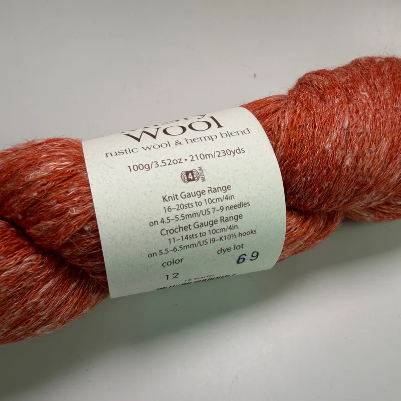 Elsebeth Lavold Misty Wool Yarn Color 12 Scarlet 100g Hank Wool Hemp Blend