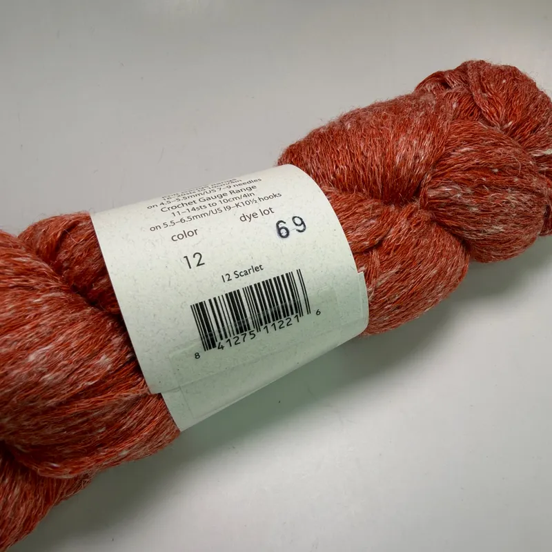 Elsebeth Lavold Misty Wool Yarn Color 12 Scarlet 100g Hank Wool Hemp Blend