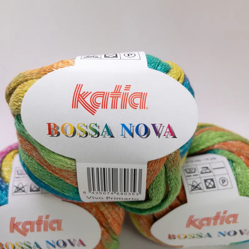 Katia Bossa Nova Ribbon Yarn Lot of 3 Color 74 Vivo Primario Dye Lot 49988 NEW
