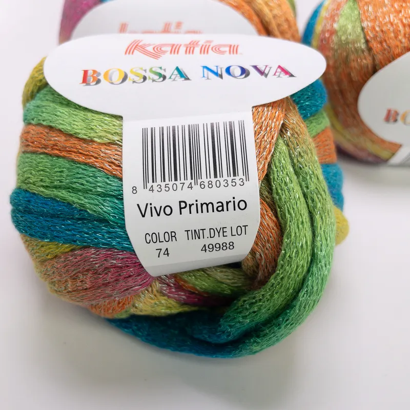 Katia Bossa Nova Ribbon Yarn Lot of 3 Color 74 Vivo Primario Dye Lot 49988 NEW