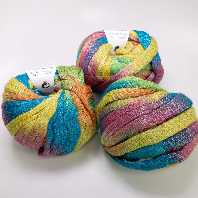 Katia Bossa Nova Ribbon Yarn Lot of 3 Color 74 Vivo Primario Dye Lot 49988 NEW