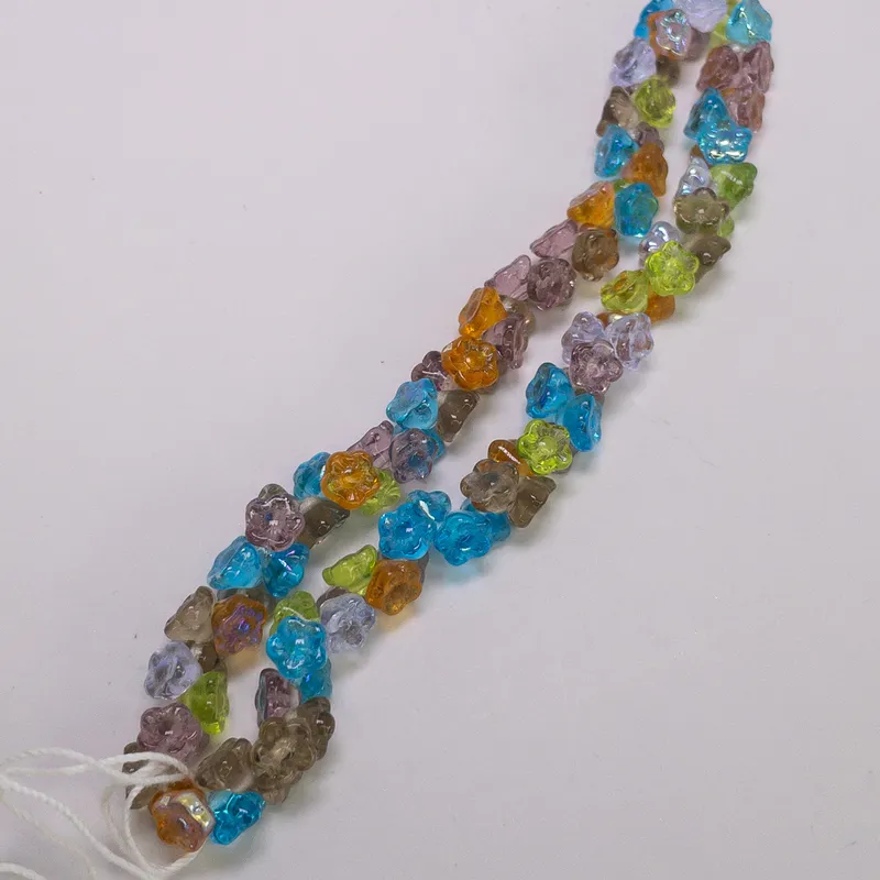 7mm Czech Glass Flower Beads Prairie Multicolor Mix - 100 Beads per Strand