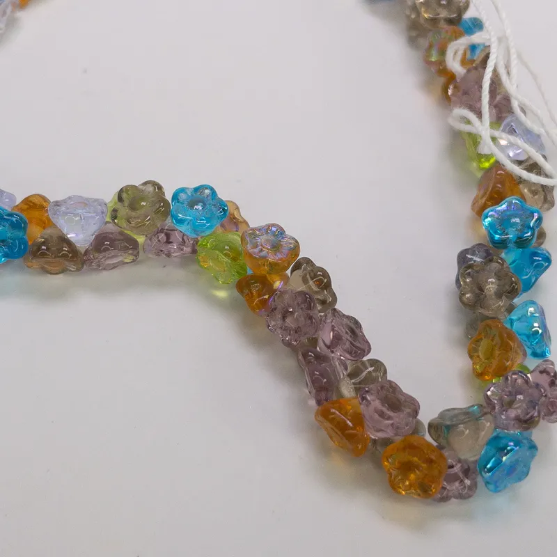 7mm Czech Glass Flower Beads Prairie Multicolor Mix - 100 Beads per Strand