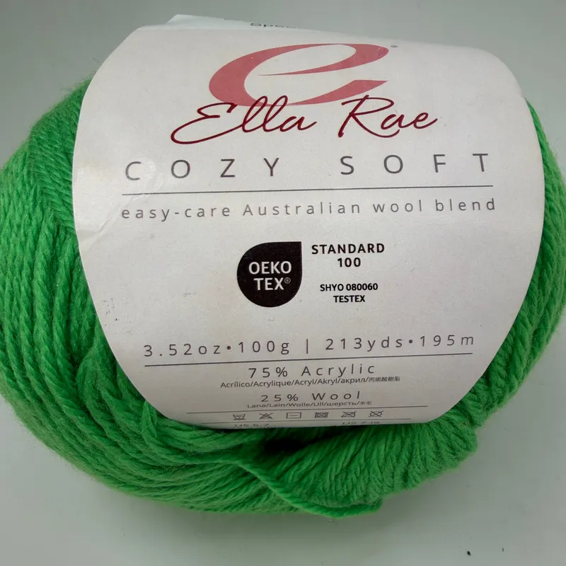 Ella Rae Cozy Soft Yarn Spearmint Color 54 Wool Blend 100g Skein DK Weight