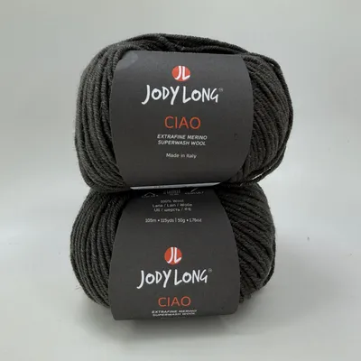 Jody Long Ciao Extrafine Merino Superwash Wool Yarn Lot of 2 - 030 Graphite
