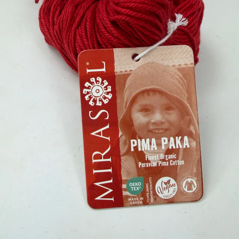 Mirasol Pima Paka Yarn 100% Organic Peruvian Pima Cotton 100g Hank 1008 Carmine