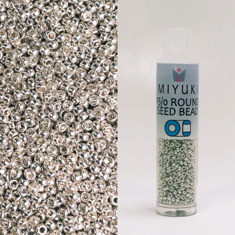 Miyuki 15/0 Seed Beads Galv Silver 8.2g Tube Japanese Glass