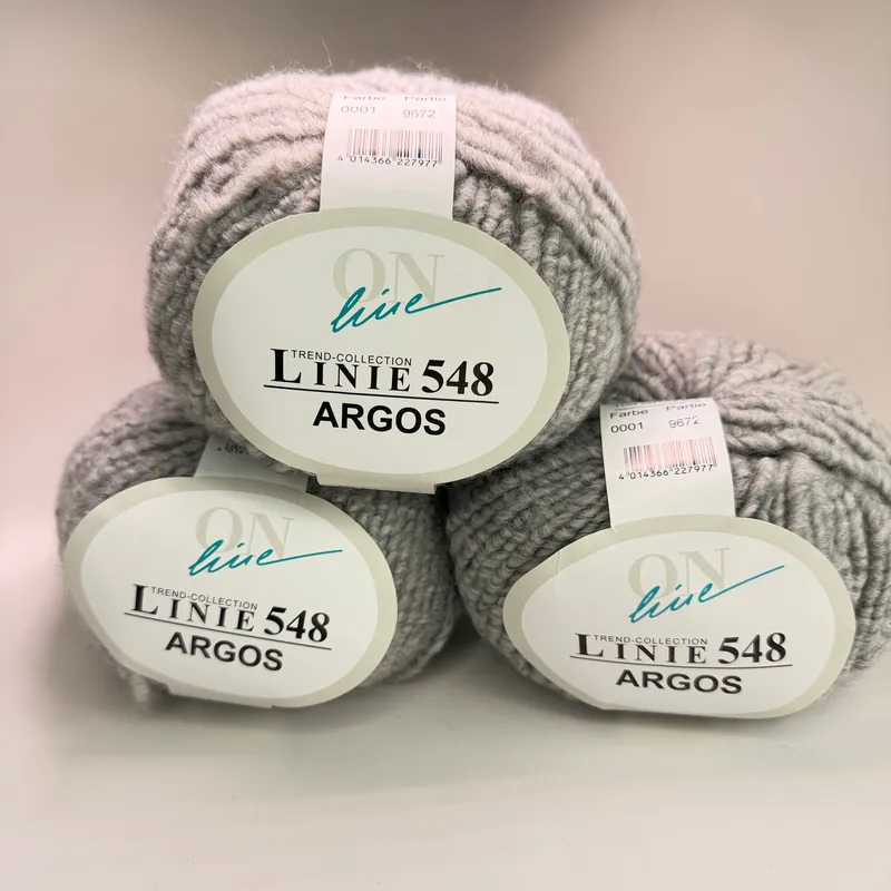 Lot of 3 ON online Linie 548 Argos Yarn Light Grey Farbe 0001 100g Bulky Wool