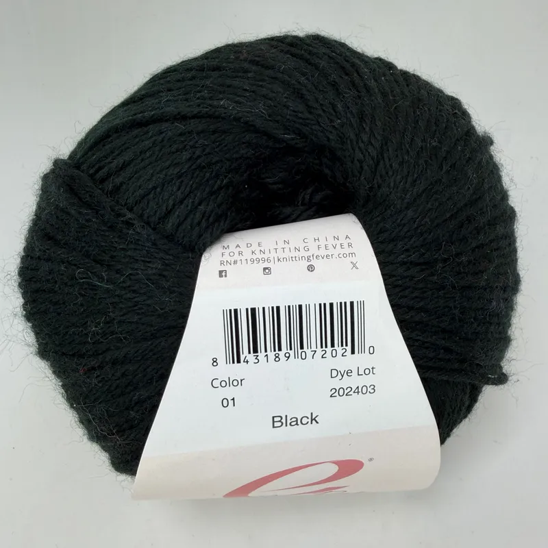 Ella Rae Cozy Soft Yarn Color 01 Black 100g Skein Wool Blend DK Light Worsted