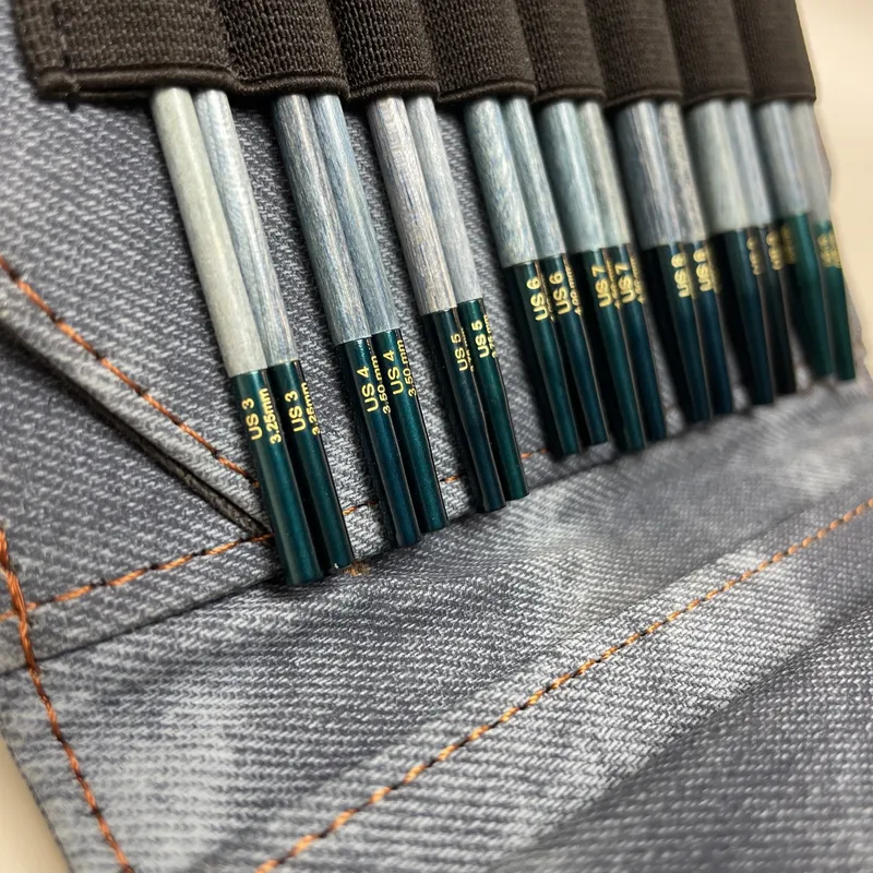 Lykke 5" Indigo Interchangeable Needles Starter Set, Blue Denim Fabric Case