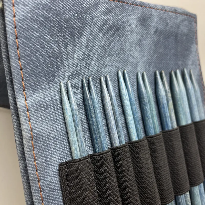 Lykke 5" Indigo Interchangeable Needles Starter Set, Blue Denim Fabric Case