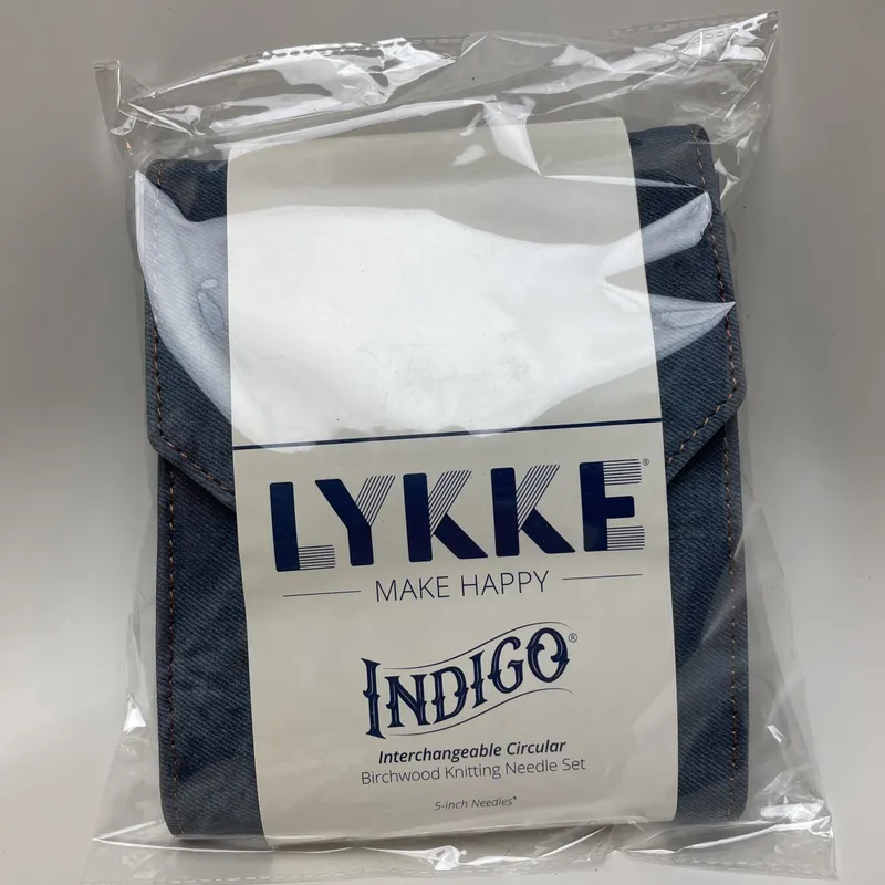 Lykke 5" Indigo Interchangeable Needles Starter Set, Blue Denim Fabric Case